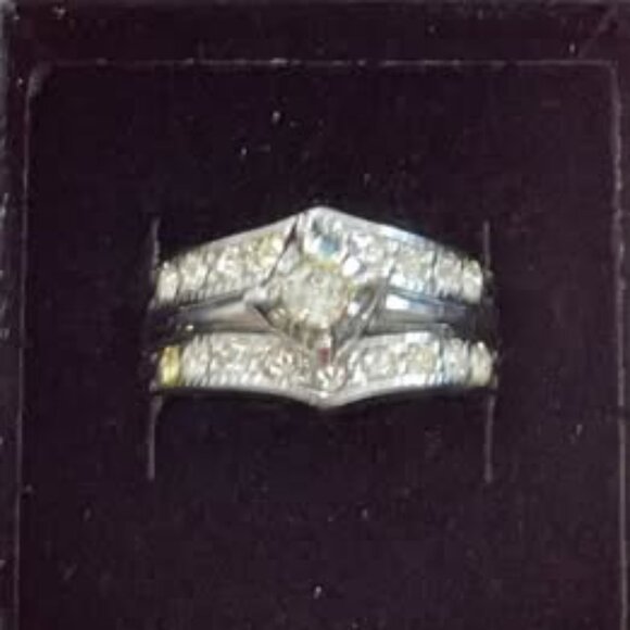 UNCAS Sterling Silver Cubic Zirconia Wedding Ring and Jacket Set Size 8 - Picture 8 of 9